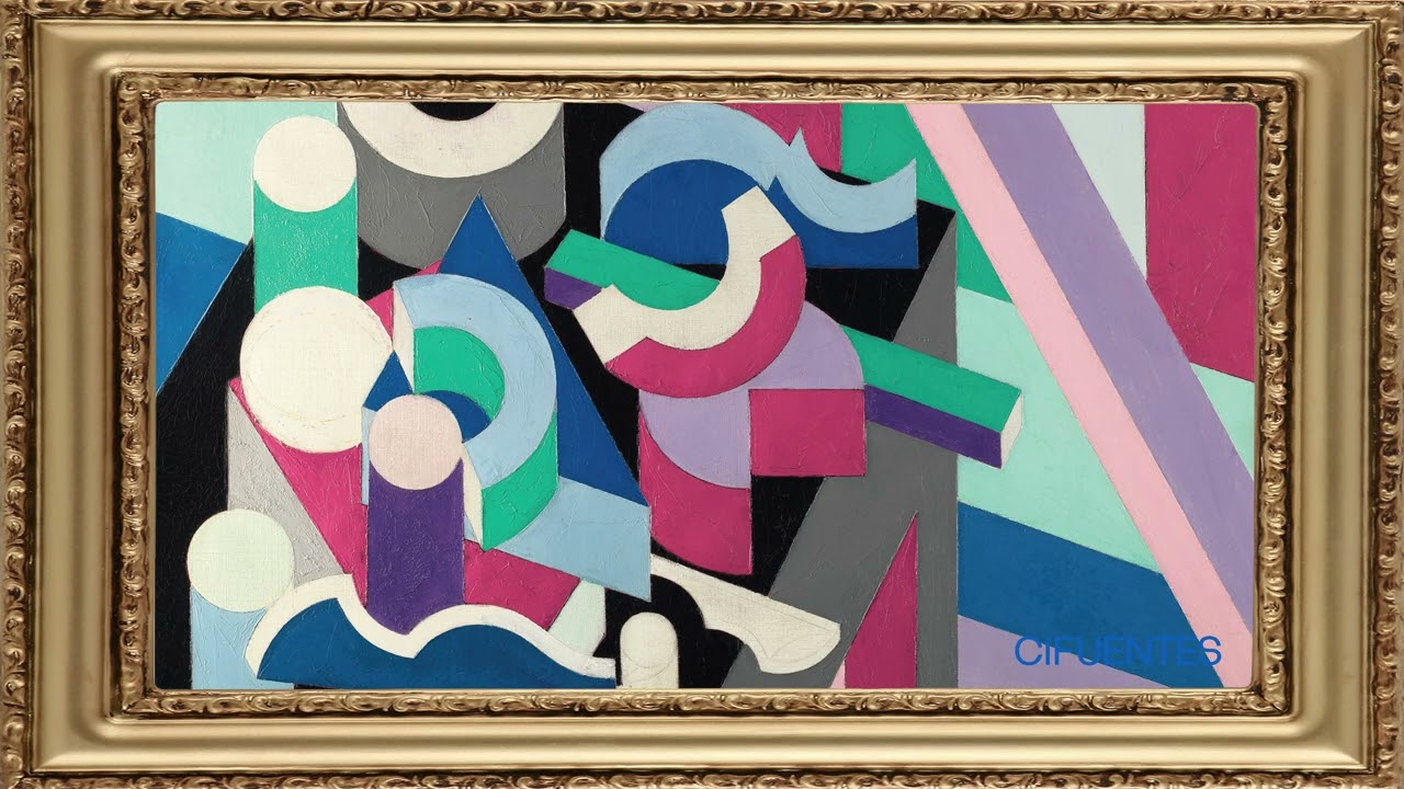 4K Abstract Art Screensaver | Patrick Henry Bruce en marco dorado | Arte cubista para TV
