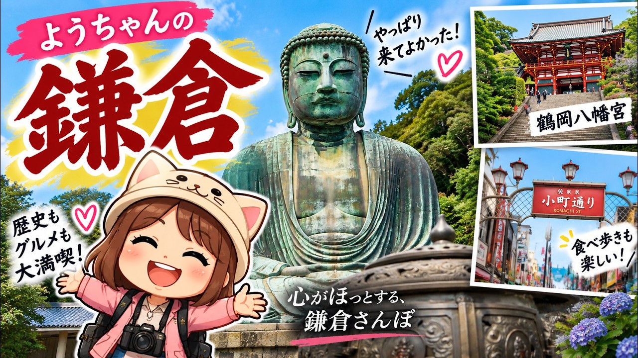 【旅行】還暦ようちゃん鎌倉に行く。#鎌倉大仏　#鶴岡八幡宮　♯小町通り