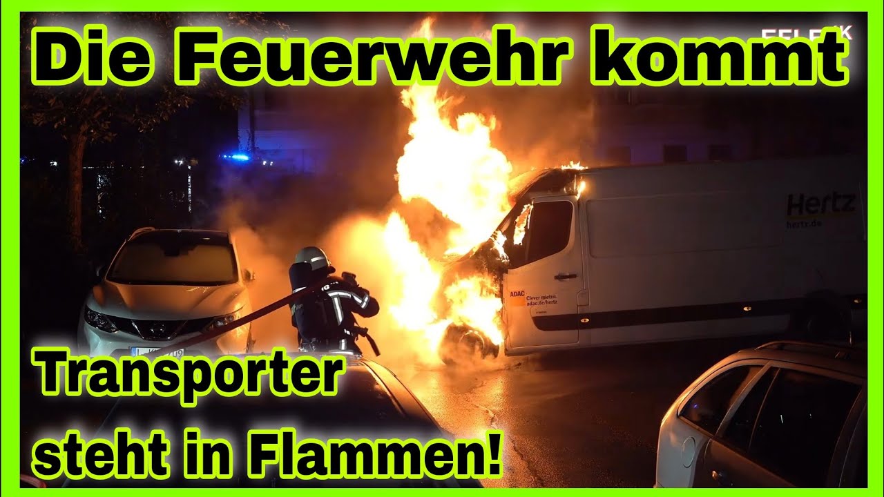 🔥FEUER⚠️Transporter brennt lichterloh in Leipzig-Volkmarsdorf🚒FEUERWRHR trifft ein und löscht🔥