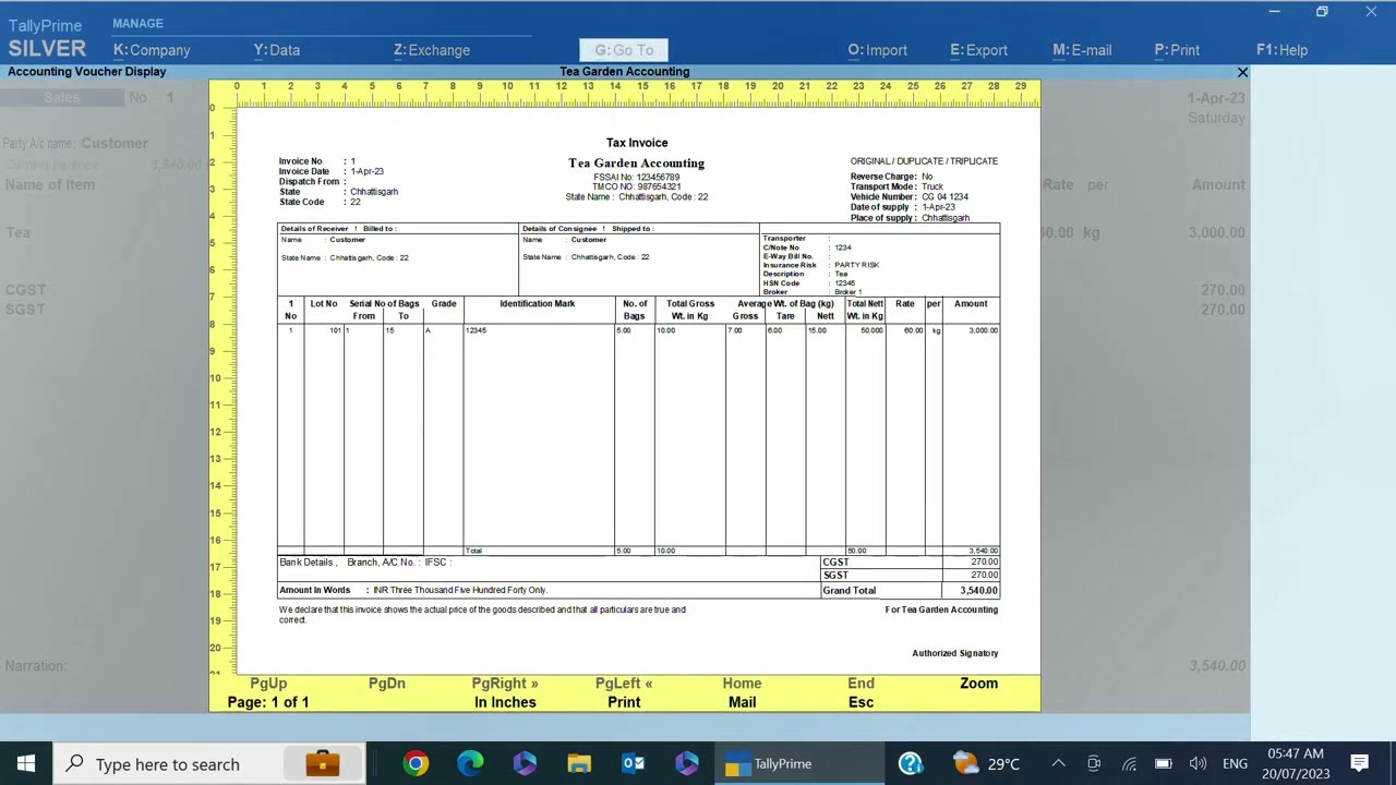 Tea Garden Accounting in Tally