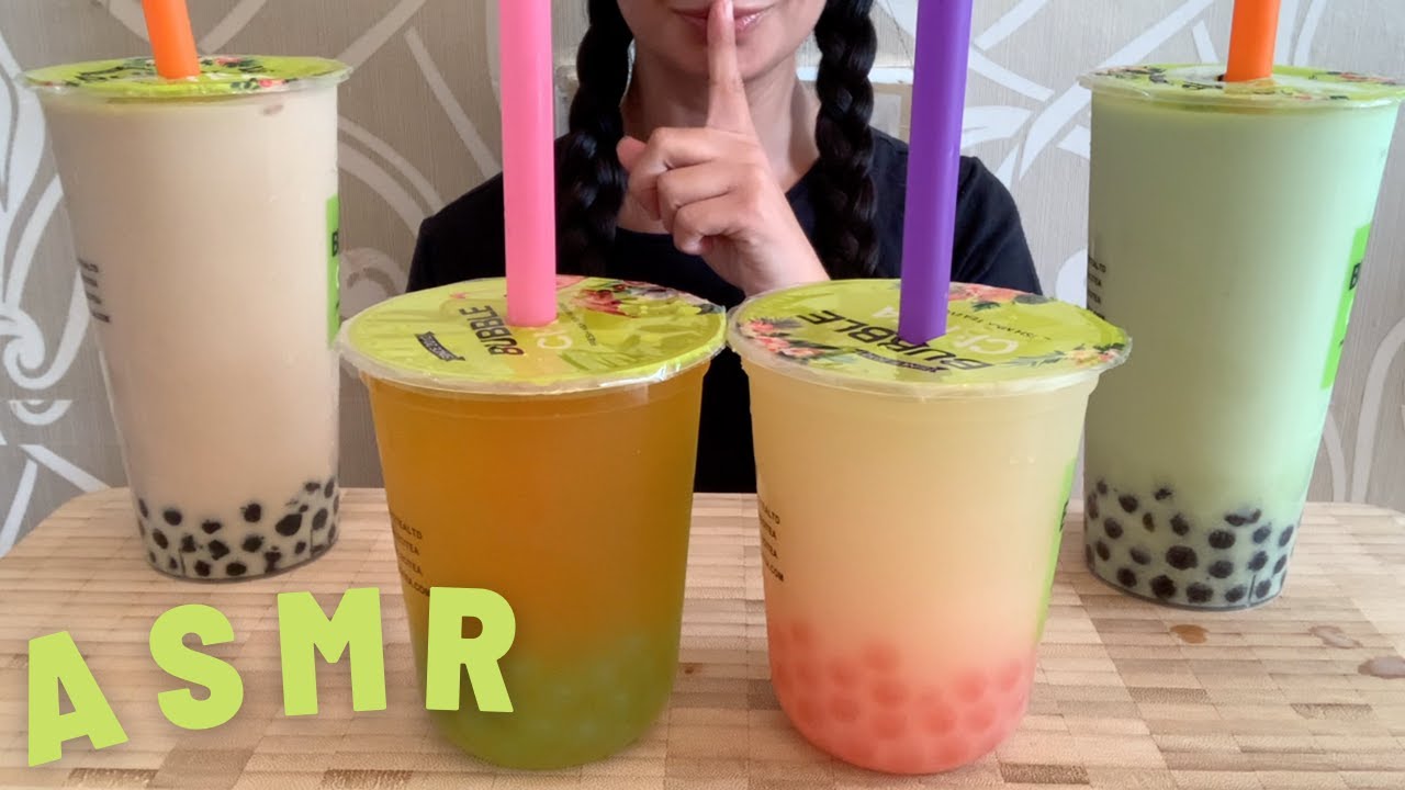 ASMR Bubble Tea (no talking) *BOBA TEA* TAPIOCA 먹방