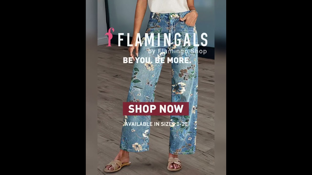 【Flamingals】Allover Floral Pattern Straight Leg High Rise Crop Jeans#jeans #ootdguide #fashion