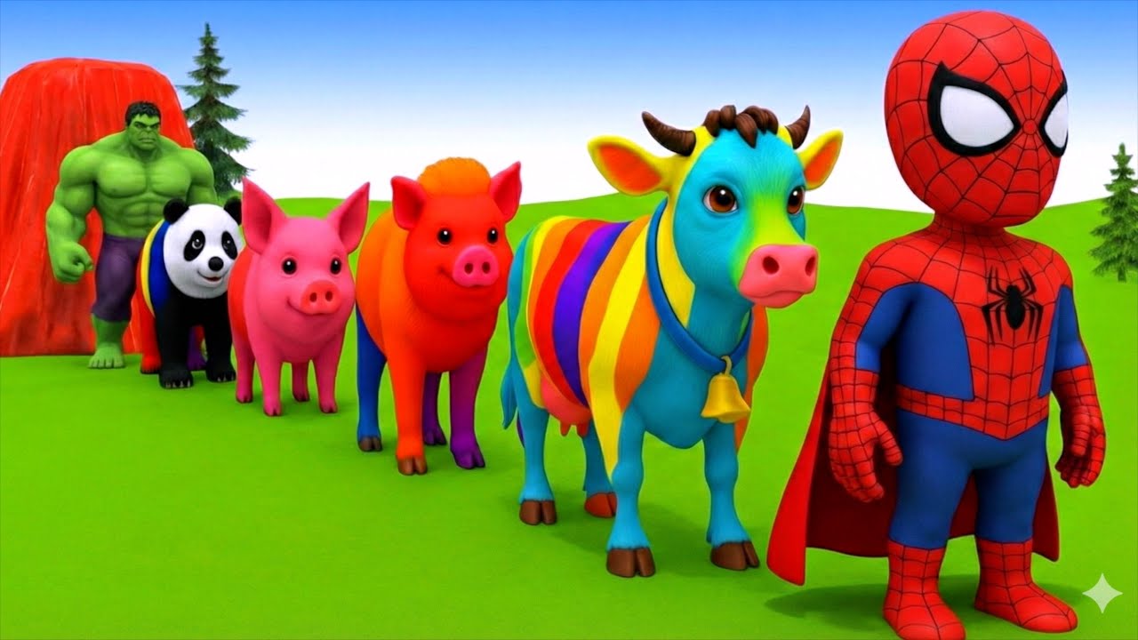 Massive Long Slide Game with Cow Elephant Gorilla Hippopotamus Tiger 3d Animal Game Funny 3d Animals