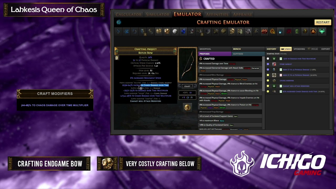 How to craft perfect chaos dot bow in POE 3.15   Lahkesis Queen of Chaos build
