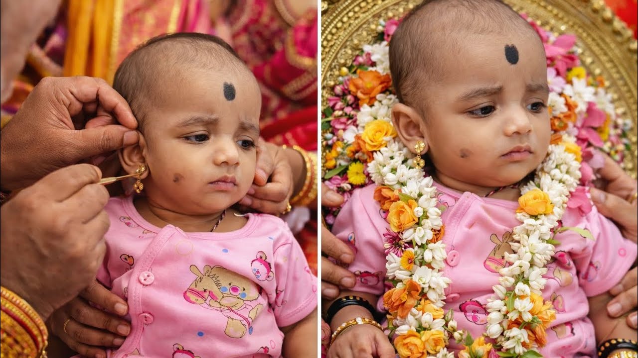 Ear piercing ceremony ☺️#temple #sushmithaksgowda #familytime 
