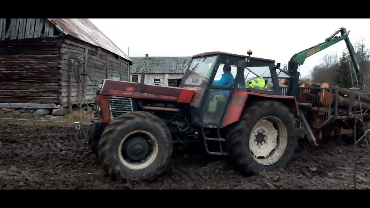 Ursus 1204 DeLuxeTurbo Zetor 12045 wyrywanie dłużycy z bagna