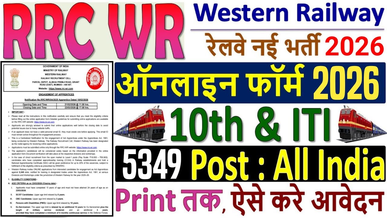 Railway WR Apprentice Online Form 2026 Kaise Bhare| RRC WR Apprentice 5349 Post, Eligibility, Salary