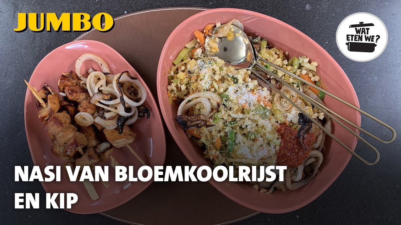 Wat eten we? Nasi van bloemkoolrijst met kipsaté