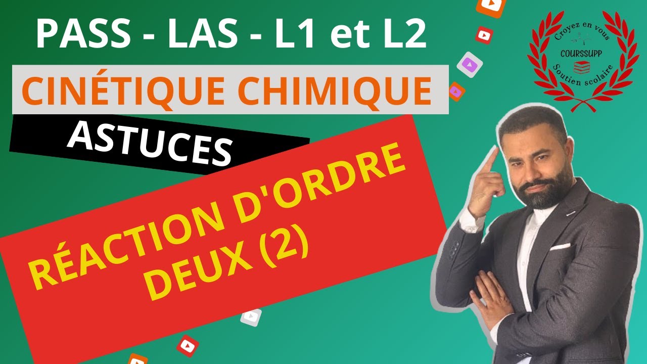 CINÉTIQUE CHIMIQUE | PARTIE 3/6 :  RÉACTION D'ORDRE 2 EXPRESSION DE LA VITESSE TEMPS DE DEMIRÉACTION