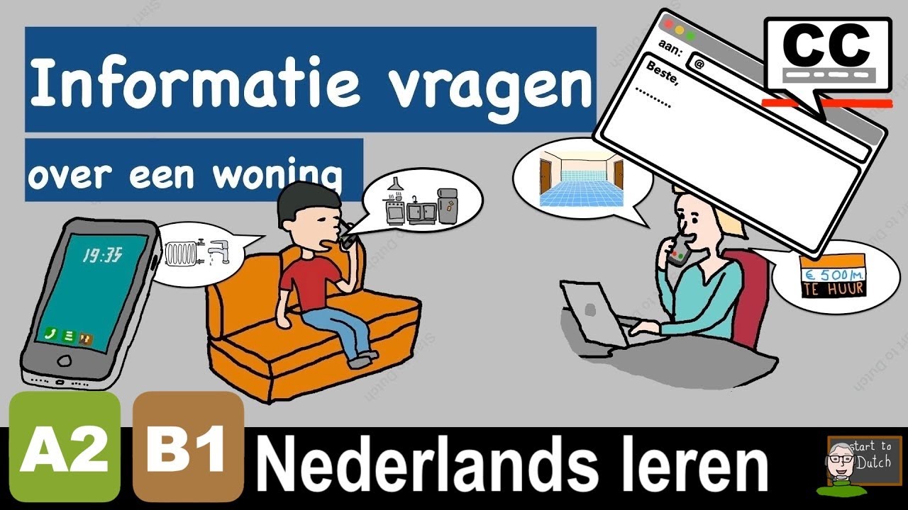 NT2 Квартира сдается - Вопросы @📞 📨 Нидерландский язык - Жилье A2-B1 Les 1.01 #learndutch 2.1 1.2