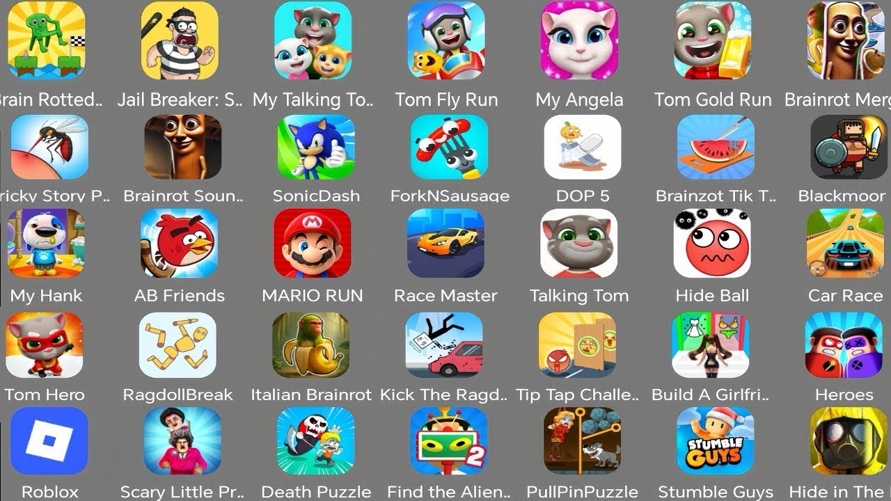 Minicraft,Roblox,ForkNSausage,Find the alien,Scray Little Prankster,Ragdoll Break,Race Master