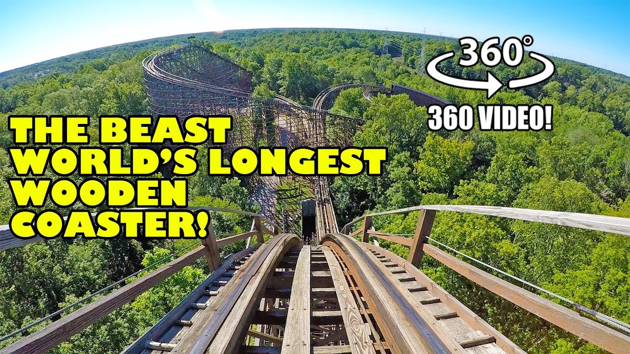 VR 360 The Beast World's Longest Wooden Roller Coaster POV Kings Island Ohio