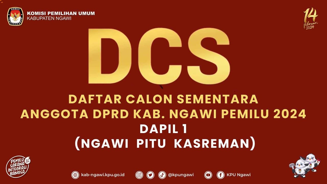 DCS Dapil 1 (Daftar Calon Sementara) DPRD Kab. Ngawi dalam Pemilu 2024