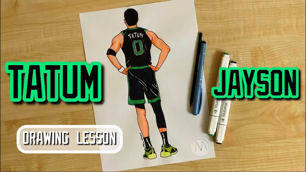 How to draw a basketball player Jayson Tatum easy / Jayson Tatum drawing step by step / Celtics