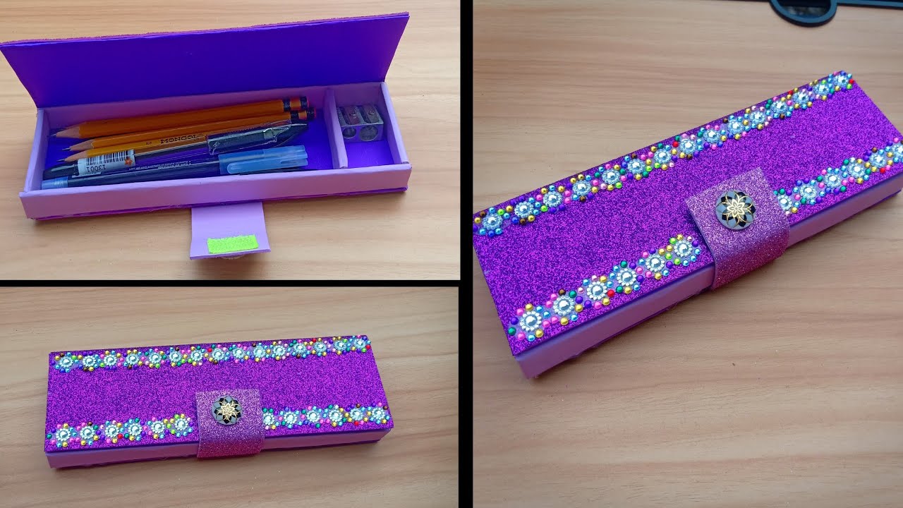 DIY Pencil Case from Cardboard and Glitter Foam
