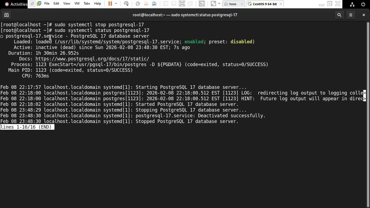 how to Start/Stop/Resart and Reload Postgresql services
