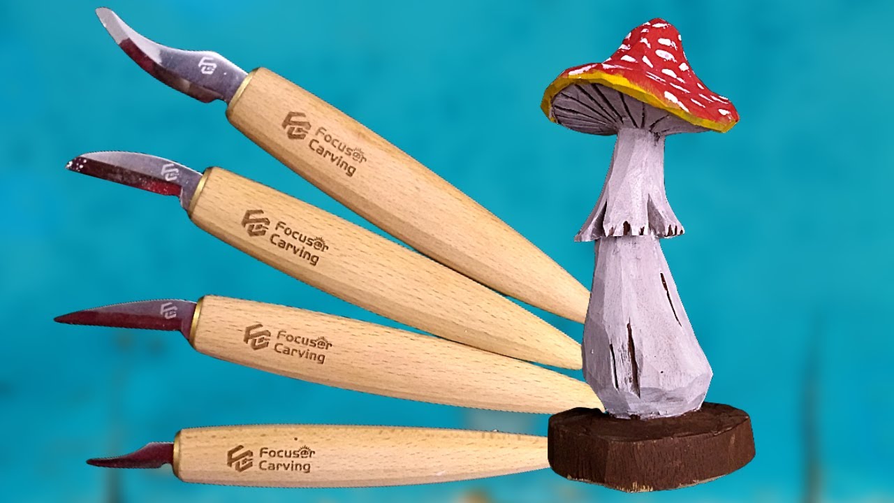 🎁 Revista y prueba de los cuchillos de talla Focuser Carving + Como tallar un hongo en madera