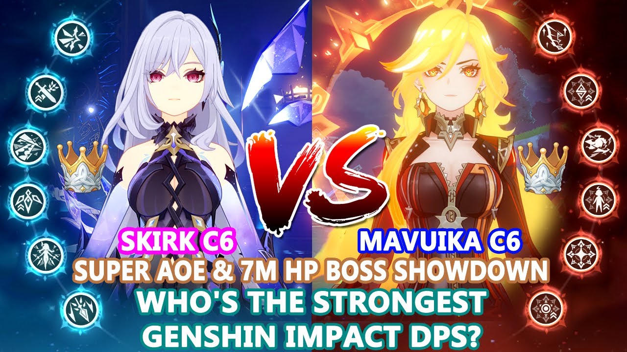 Skirk C6 vs Mavuika C6 DPS Showdown | Super AOE & 7M HP Boss | Who's the Strongest Genshin DPS?