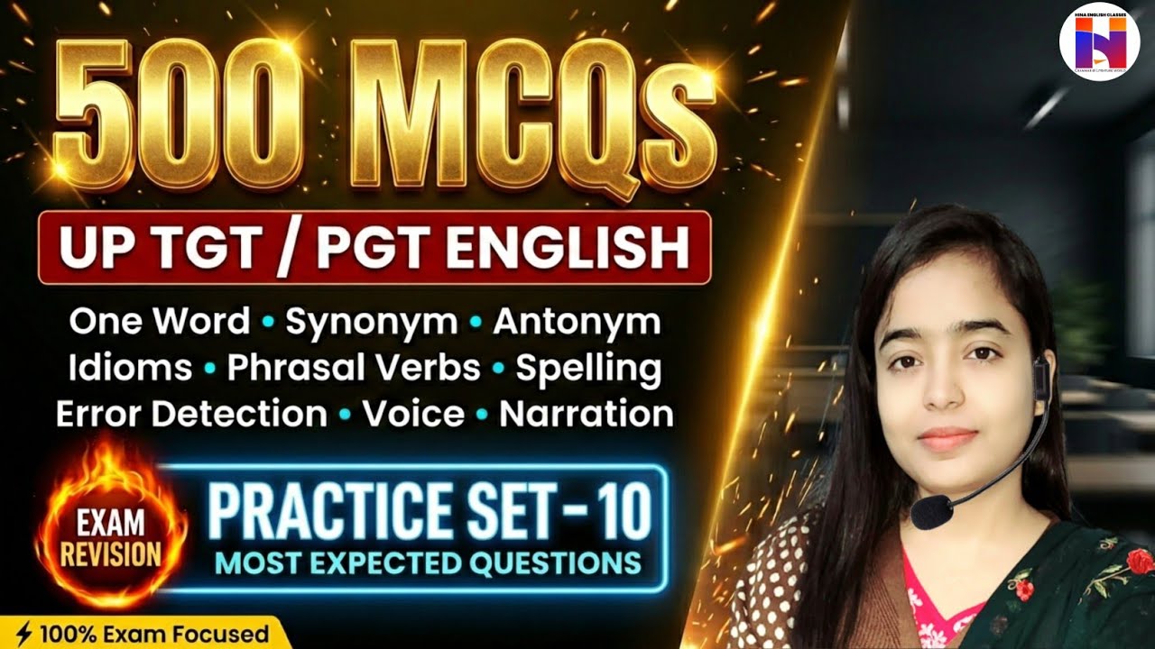 🔥Complete Class Marathon - 10 | UP TGT PGT English Preparation | 500+ Grammar Practice Set | TOP 500