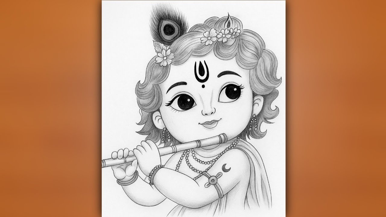 Beautiful Baby Krishna Drawing | Easy Pencil Sketch Tutorial | Realistic Baby Krishna Sketch