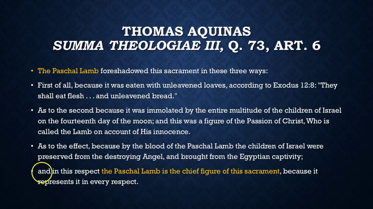 The Eucharist Prefigured in the Old Testament - Part III