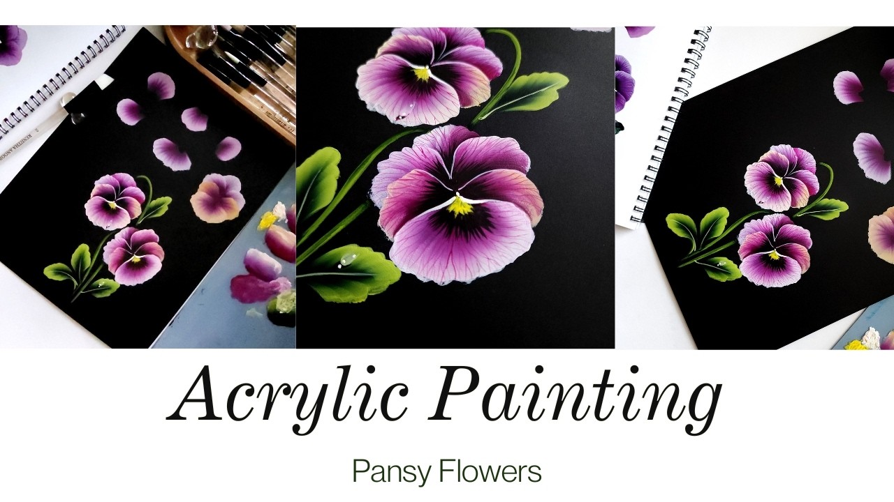 TUTORIAL How to paint a PANSY in Acrylics You Won’t Believe  Simple Pansy flower  Painting Is Day 24