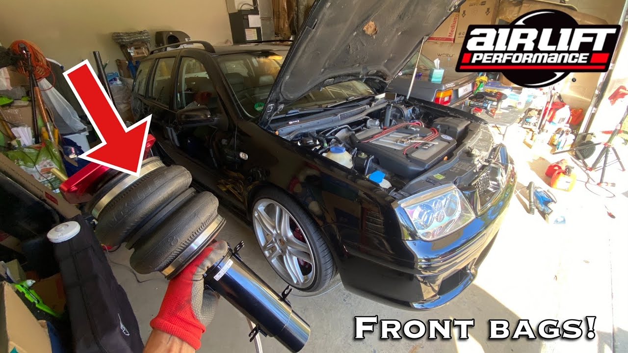 Airlift Performance Bags For The Jetta VR6 Wagon! ( Front Bag Install )