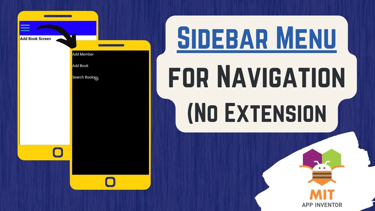 How to Add Sidebar in MIT App Inventor  (No Extension) | Sidebar Navigation Menu in MIT App Inventor