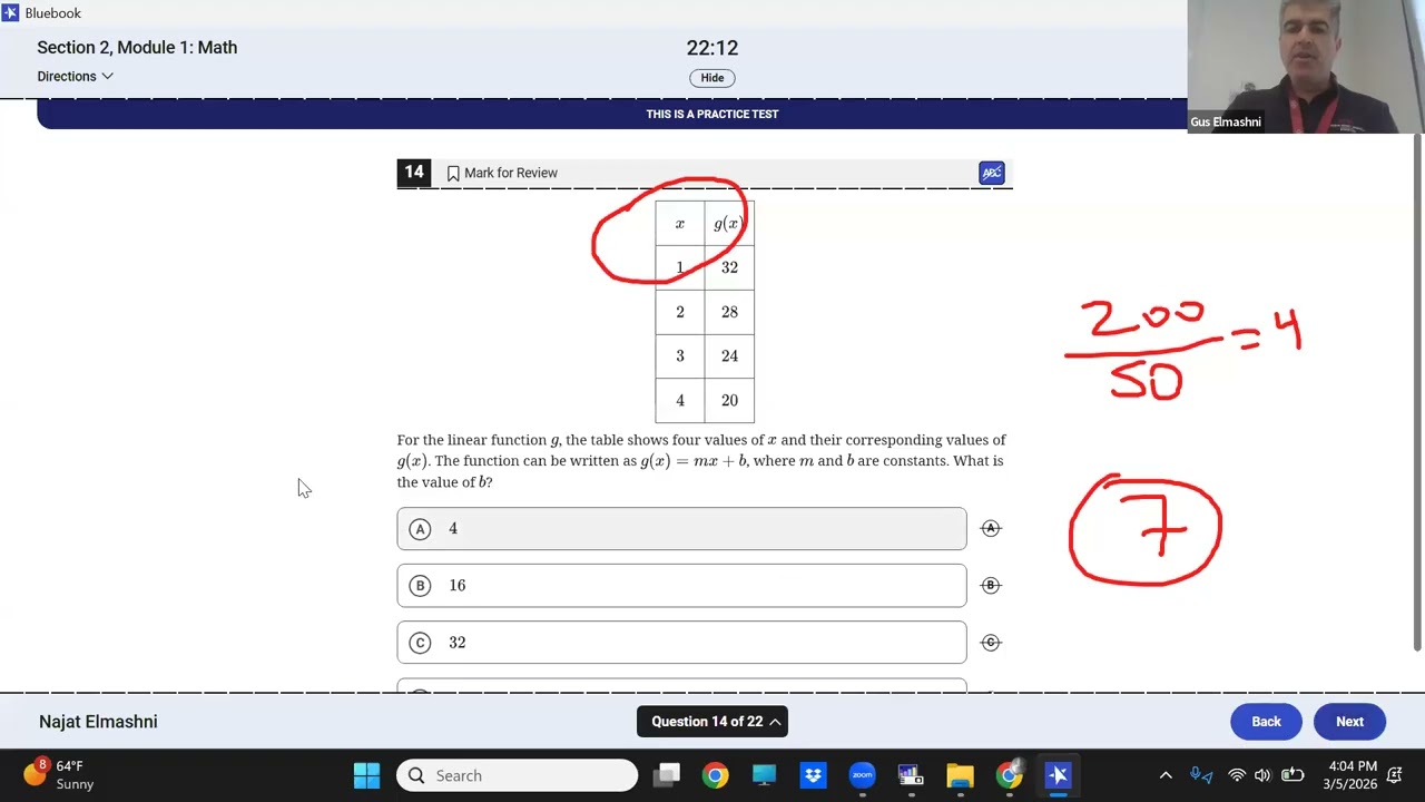 SAT Class March Exam   2026 03 05