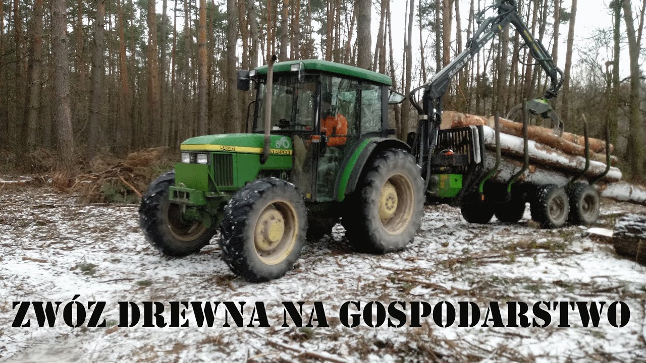 Załadunek i transport drewna na gospodarstwo 🔥 John Deere 5400 w akcji!