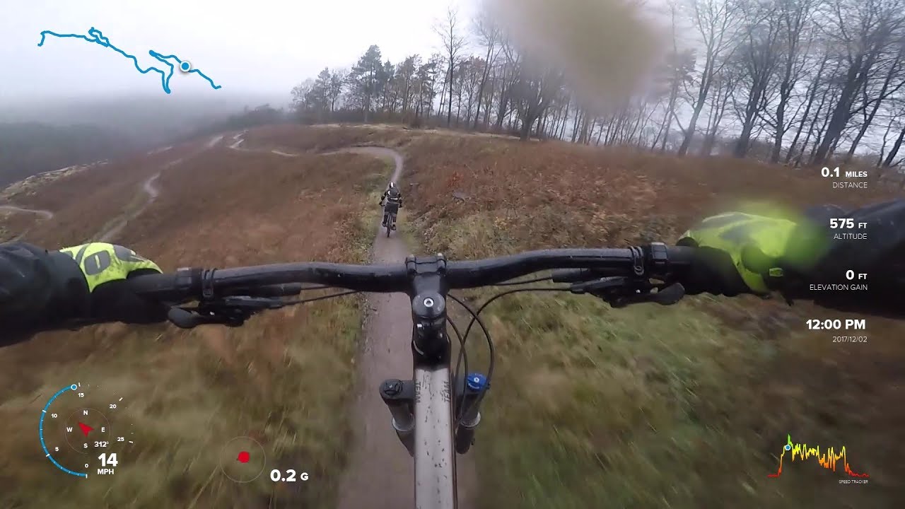 Lower Cliff Descent, Cannock Chase, Full GPS Overlay, GoPro Hero 5, MTB, Staffordshire.