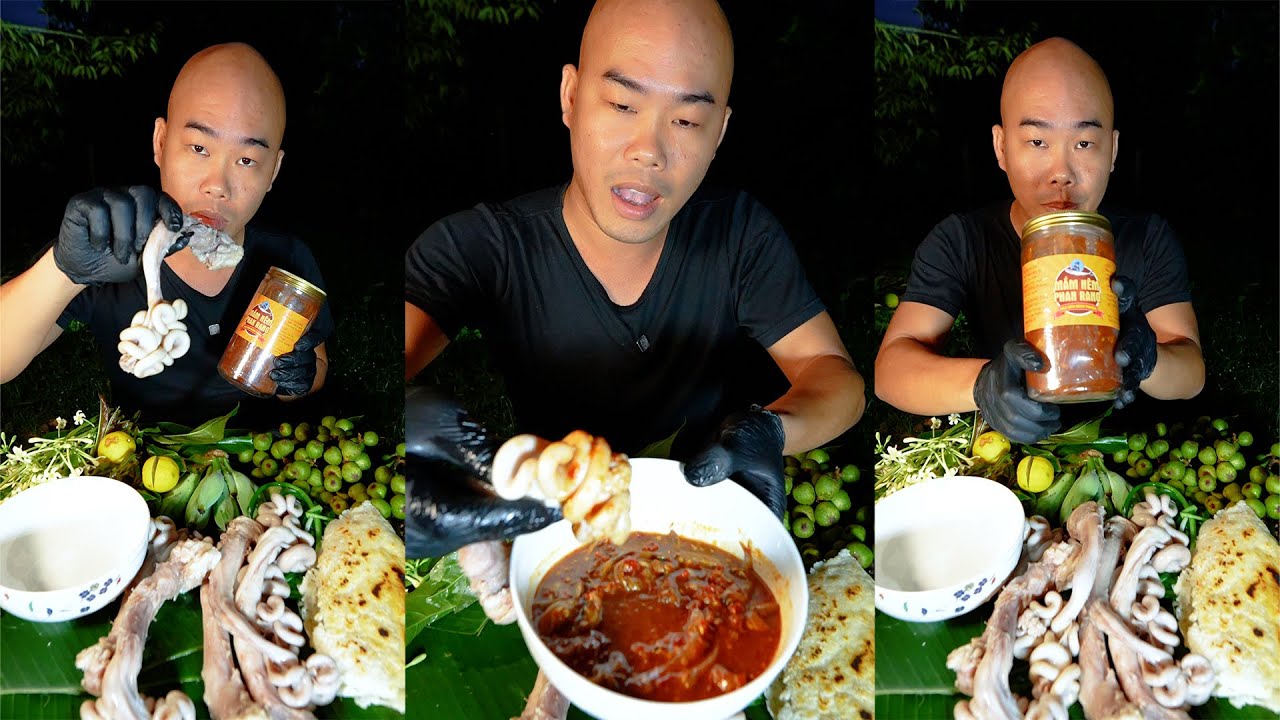 MUKBANG DỒI TRƯỜNG CHẤM MẮM NÊM ĂN VỚI RAU VƯỜN