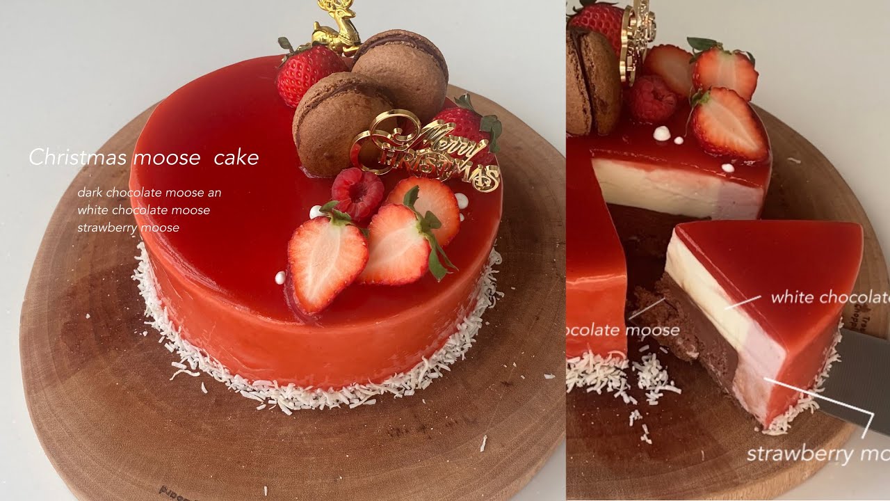 真っ赤なグラサージュ🎅❤️‍🔥クリスマスムースケーキ作りました🎄