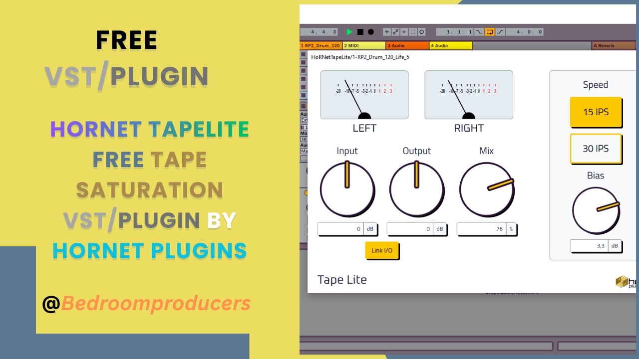 HoRNet TapeLite - FREE Tape Saturation VST/Plugin by HoRNet Plugins #HoRNetPlugins #HoRNetTapeLite