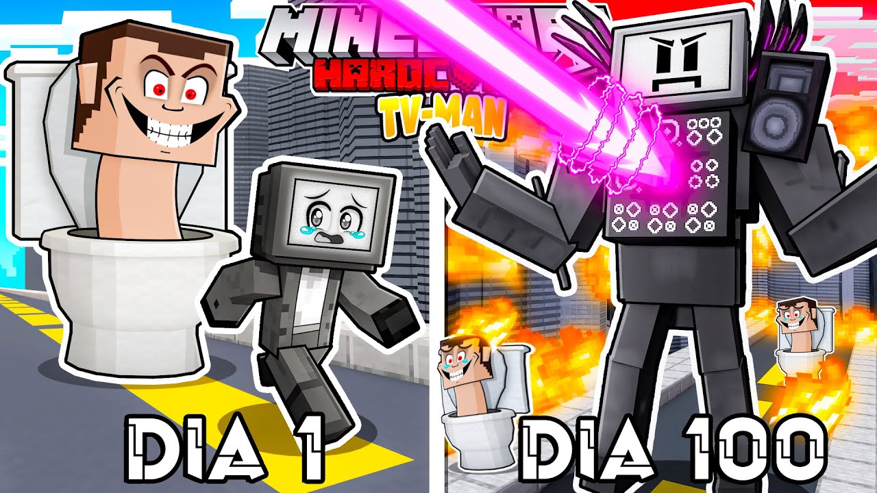 🟥SOBREVIVÍ 100 DÍAS como TV-MAN en Minecraft HARDCORE! (Skibidi Toilet mod)