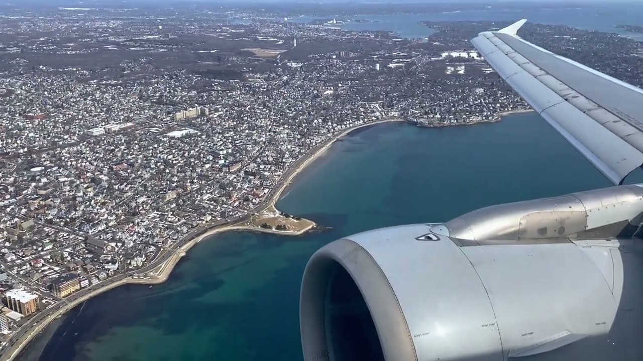 American A319 Landing at Boston [1080p60 HDR]