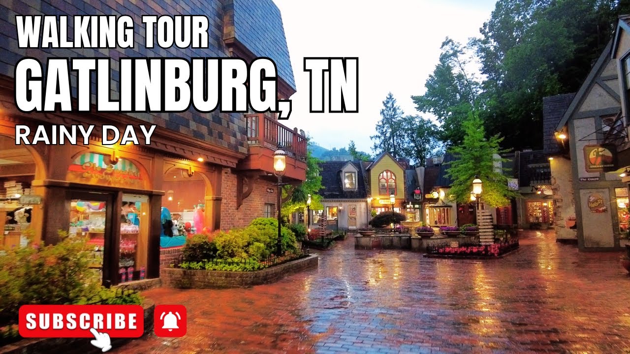 Rainy Day in Gatlinburg TN: 4K Walking Tour of a Charming City