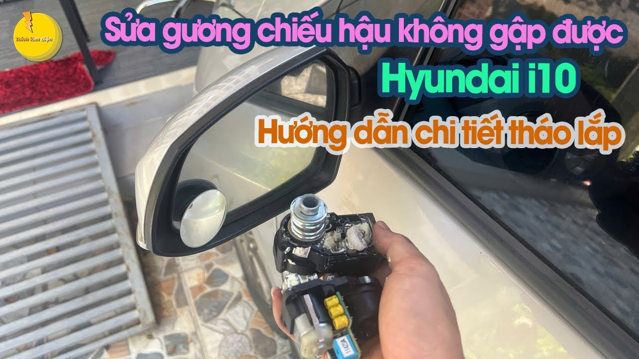Repairing the rearview mirror that cannot be folded on the Hyundai i10. Detailed instructions for...