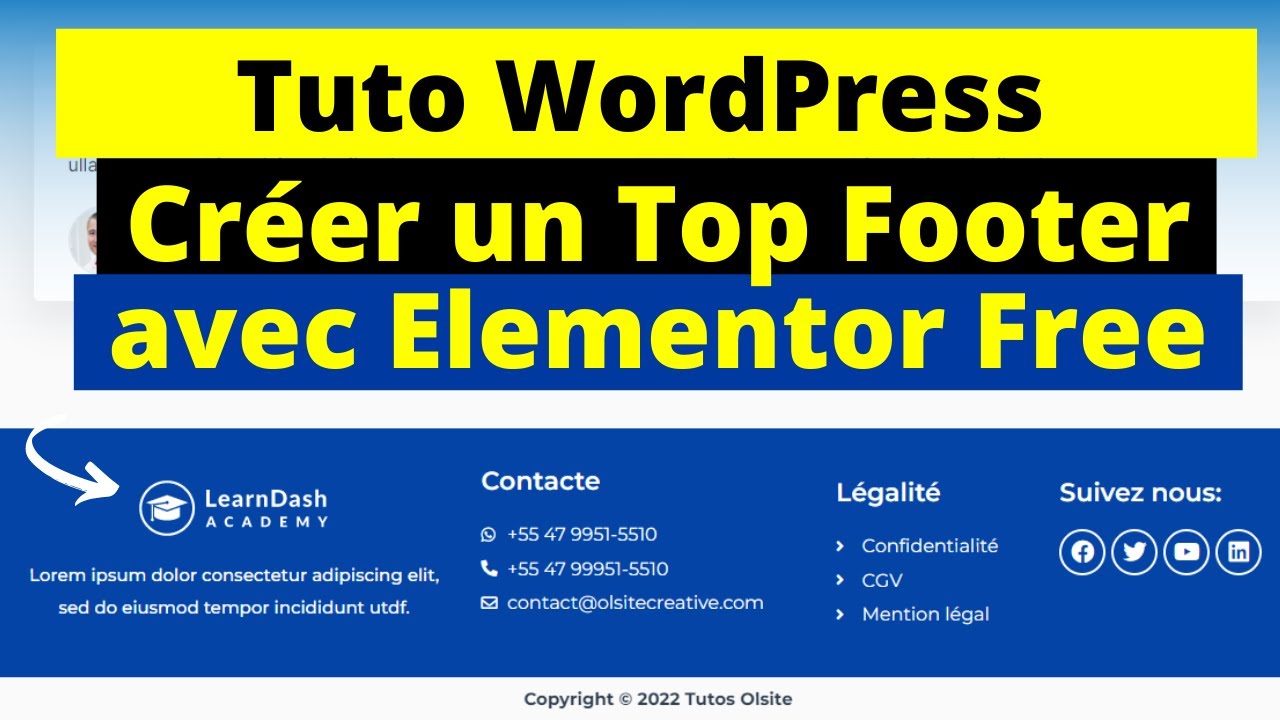 Comment créer un FOOTER dans Wordpress avec Elementor free | Olsite Creative