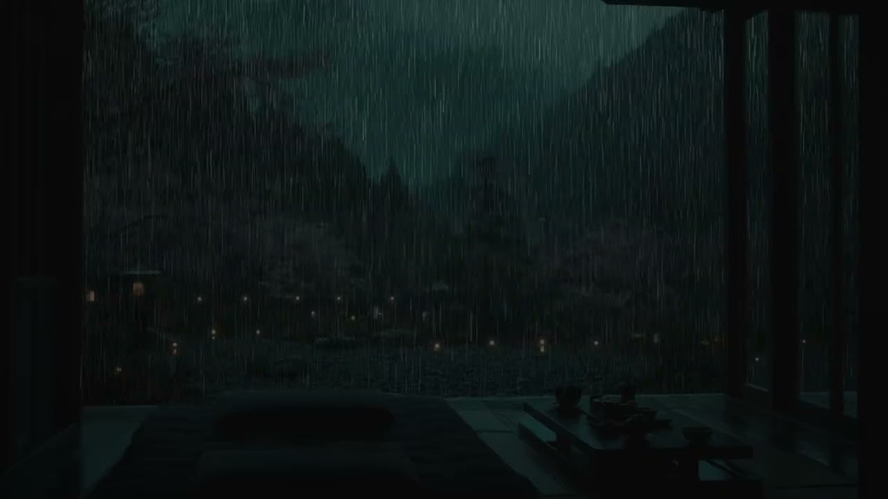 Calming Spring Night Rain 🌧  | Peaceful Dark Room for Relaxation & Study