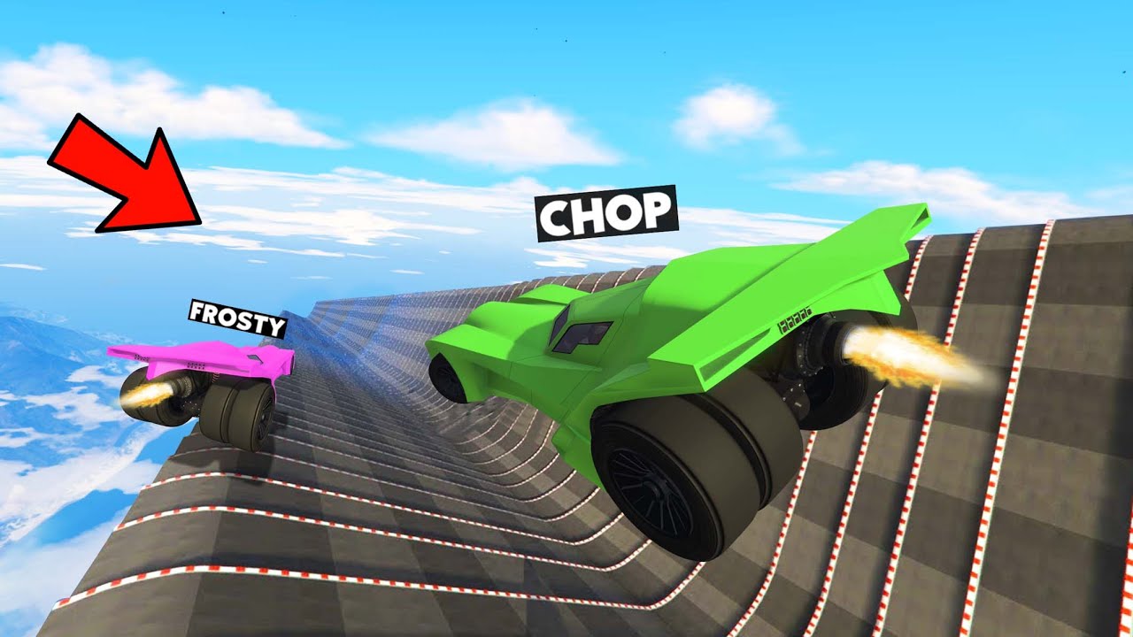 CHOP WON IMPOSSIBLE MEGA RAMP USING SUPER CAR CHEAT IN GTA 5
