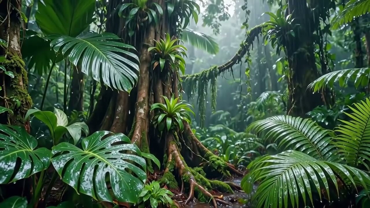 6 Hours of Gentle Rain in a Tropical Forest 🌧️🌴 Deep Sleep & Relaxation