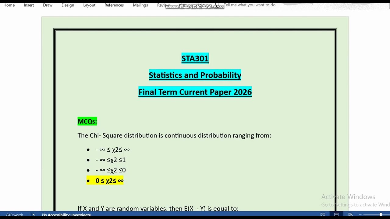 STA301 Final Term Current Paper 2026 || Statistics and Probability || VU Zone
