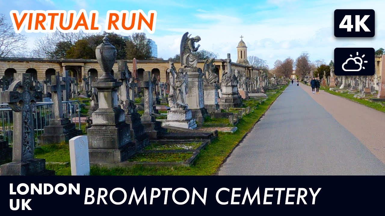 Brompton Cemetery, London, UK Virtual Run | Virtual Running Videos For Treadmill in 4k