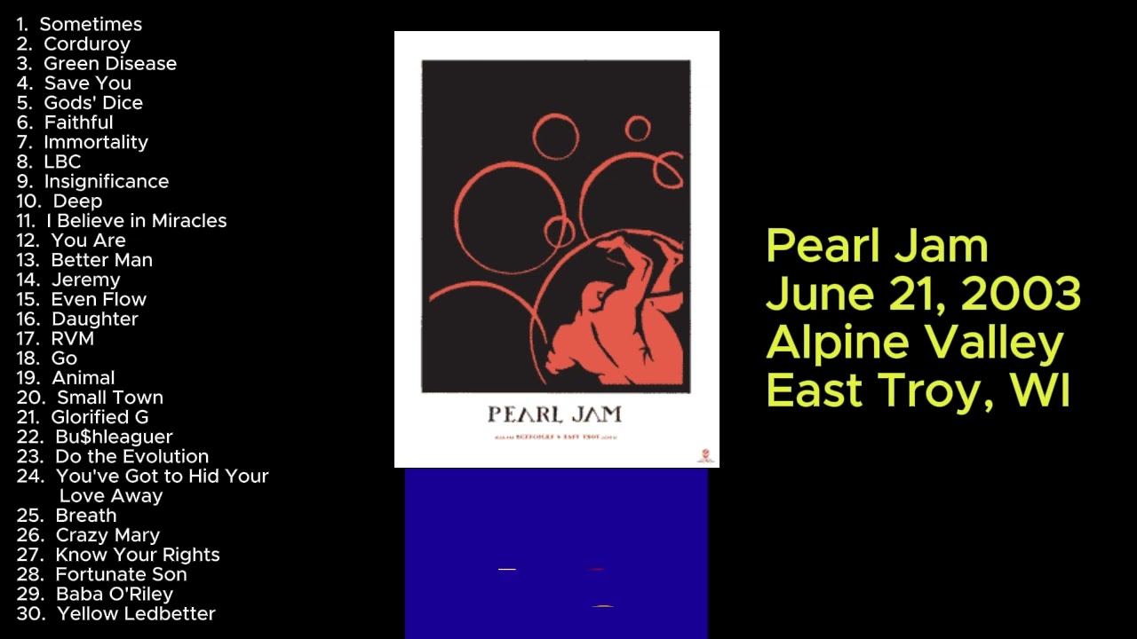Pearl Jam June 21, 2003 Alpine Valley East Troy Wisconsin Full Show LIVE Concert Set  03 Alternative