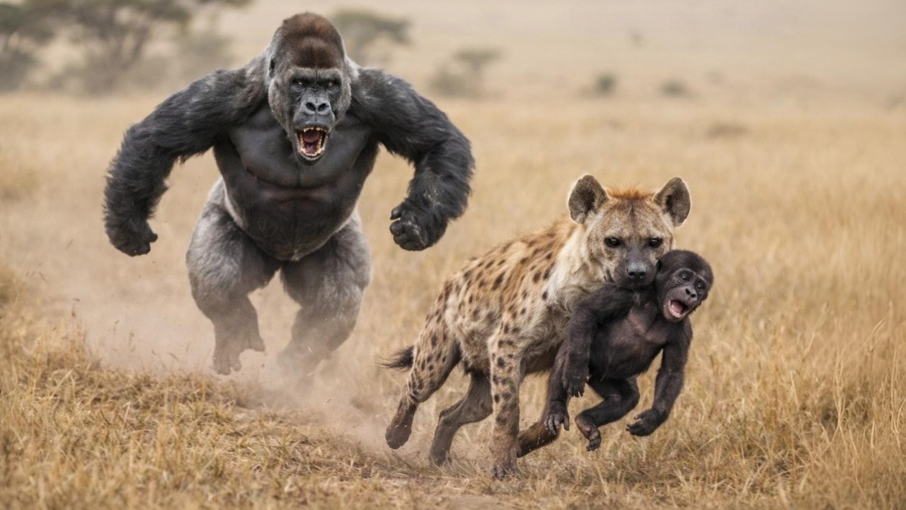 Hyena Kidnapped a Baby Gorilla… What Happened Next Shocked the Entire Jungle