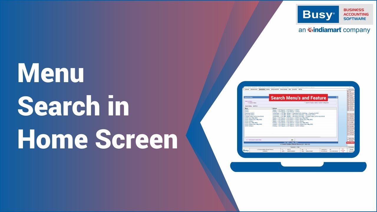 Menu Search on Home Screen (English) | BUSY |