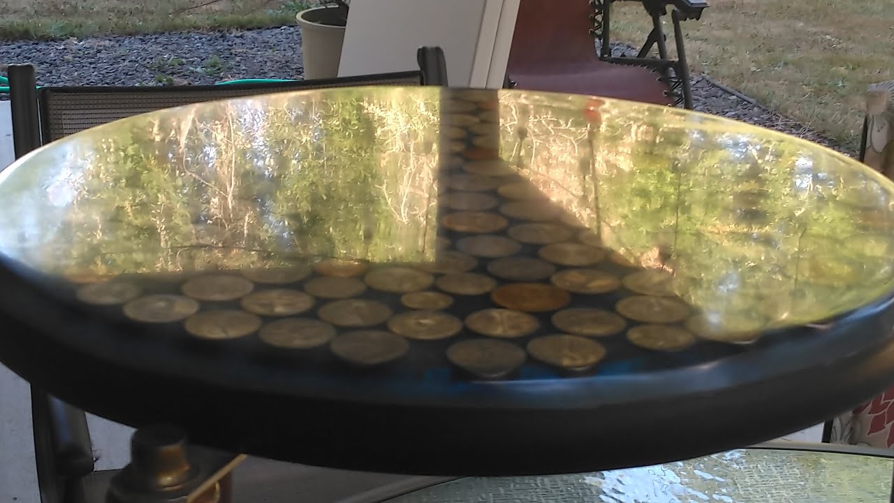 Making an Epoxy Tabletop from Coins and Old Furniture