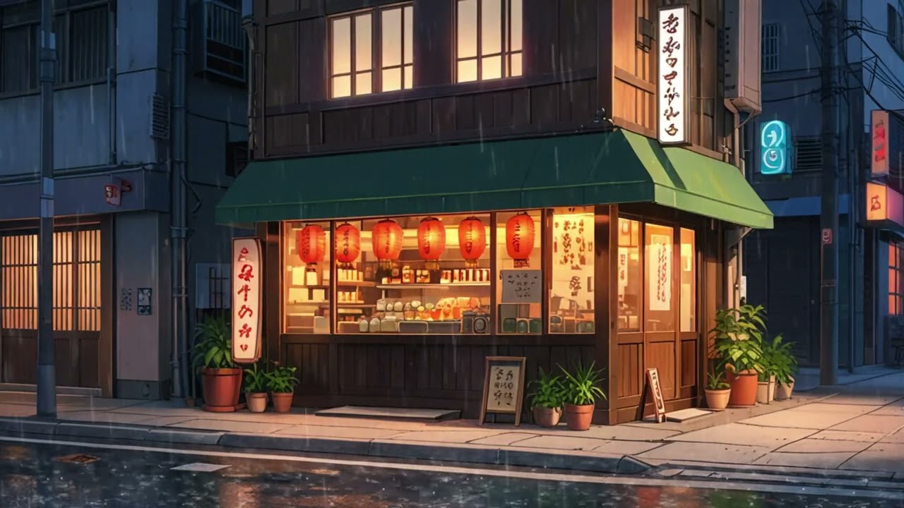 Rainy Tokyo Evening 🌙 Soft Lofi Instrumental to Relax