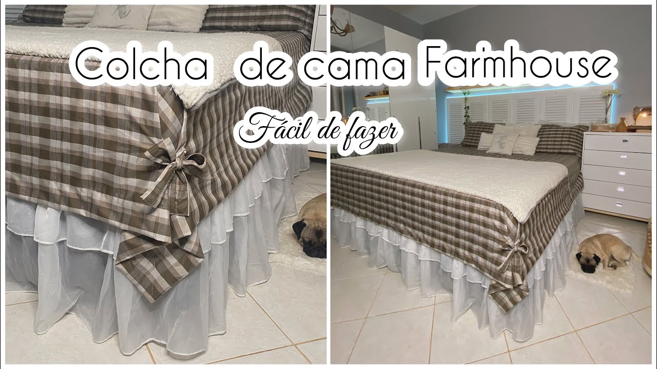 COMO FAZER UMA COLCHA DE CAMA FARMHOUSE  FÁCIL | CAMA POSTA XADREZ